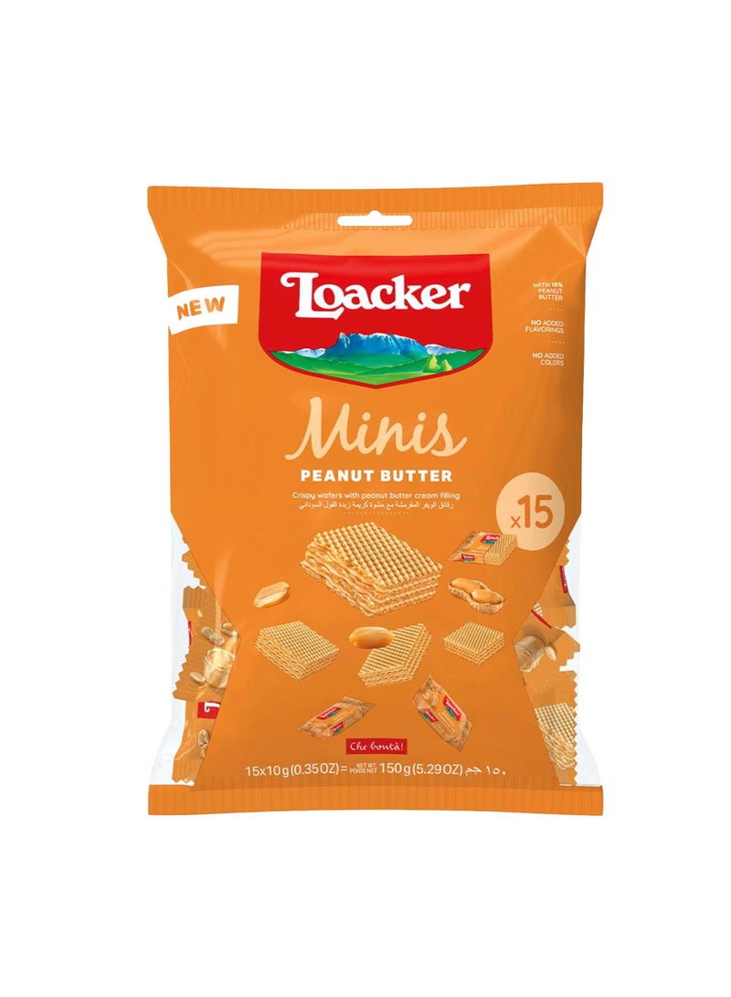 Loacker Minis Peanut Butter Cream Filling Wafers 150g - Image 1