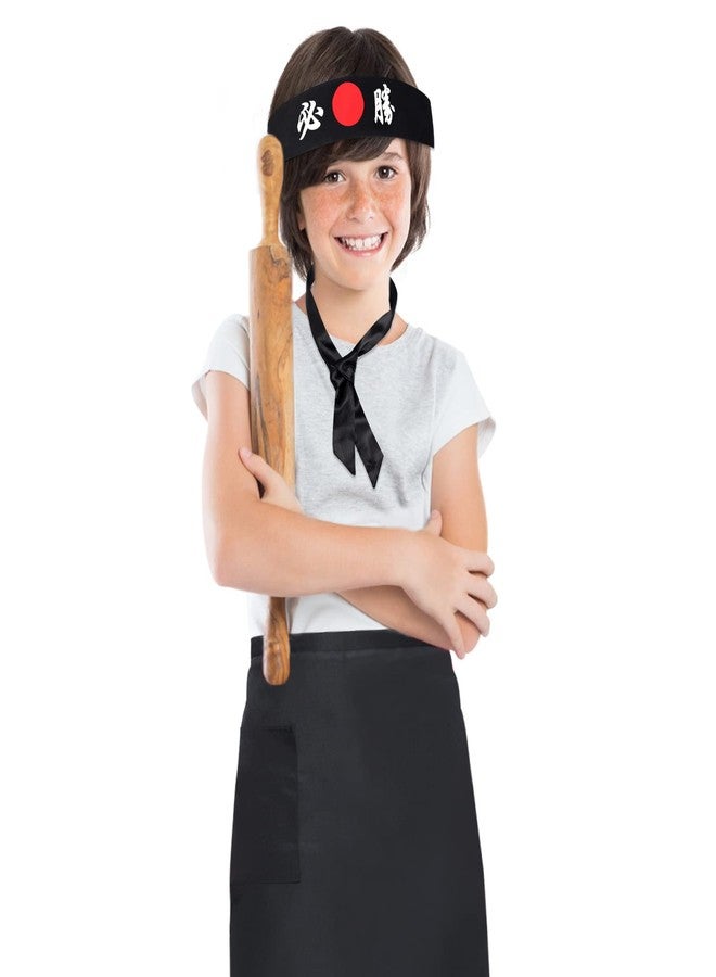 Keymall Hibachi Chef Hat Teppanyaki Tall Cap with Hachimaki Headband Tie Apron for Hibachi Party Costume - Image 4