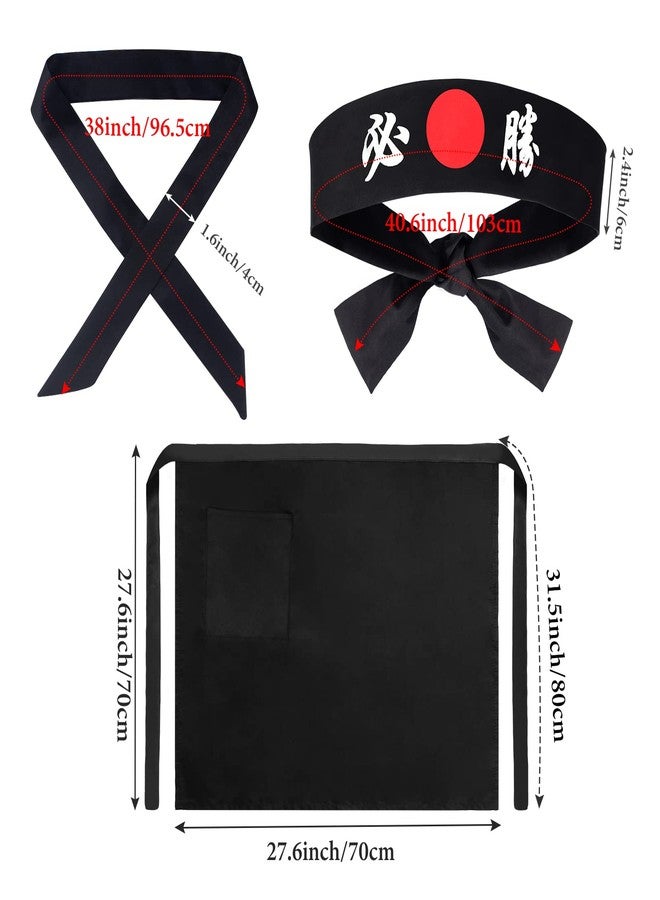 Keymall Hibachi Chef Hat Teppanyaki Tall Cap with Hachimaki Headband Tie Apron for Hibachi Party Costume - Image 3