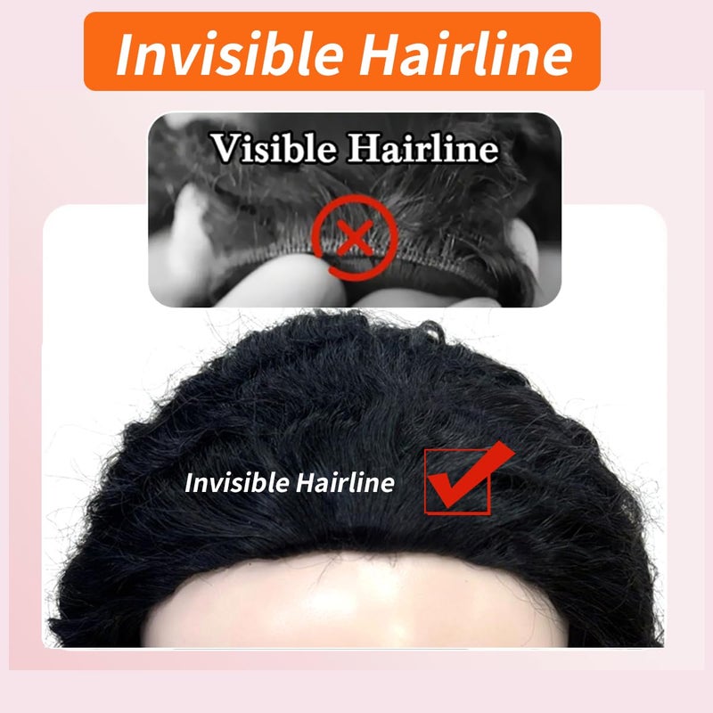 XSY Half Wig Human Hair Deep Wave 20 Inch Curly Human Hair Half Wig Drawstring Glueless Wear Go Half Wigs for Black Women 3 In 1 Seamles Flip Over Beginner Friendly 180% Density Natural Black Colour - Image 3