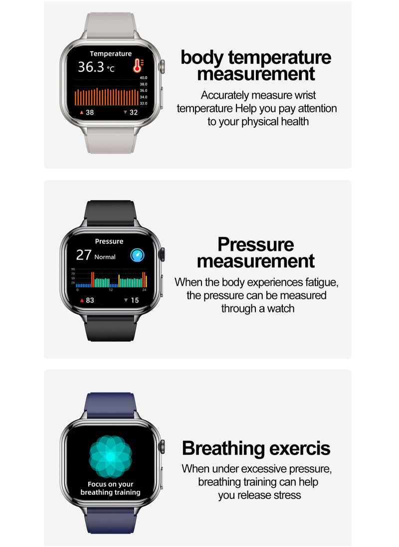 RollsTimi  - Men's/Women's Universal Bluetooth Smartwatch, 1.91-Inch Horizontal Full-Touch HD Screen, Support Voice Assistant, Answer/Make Calls, Exercise Sleep Monitoring, Multiple Exercise Modes, Customize The Dial Wallpaper, RT TK17 - Image 1