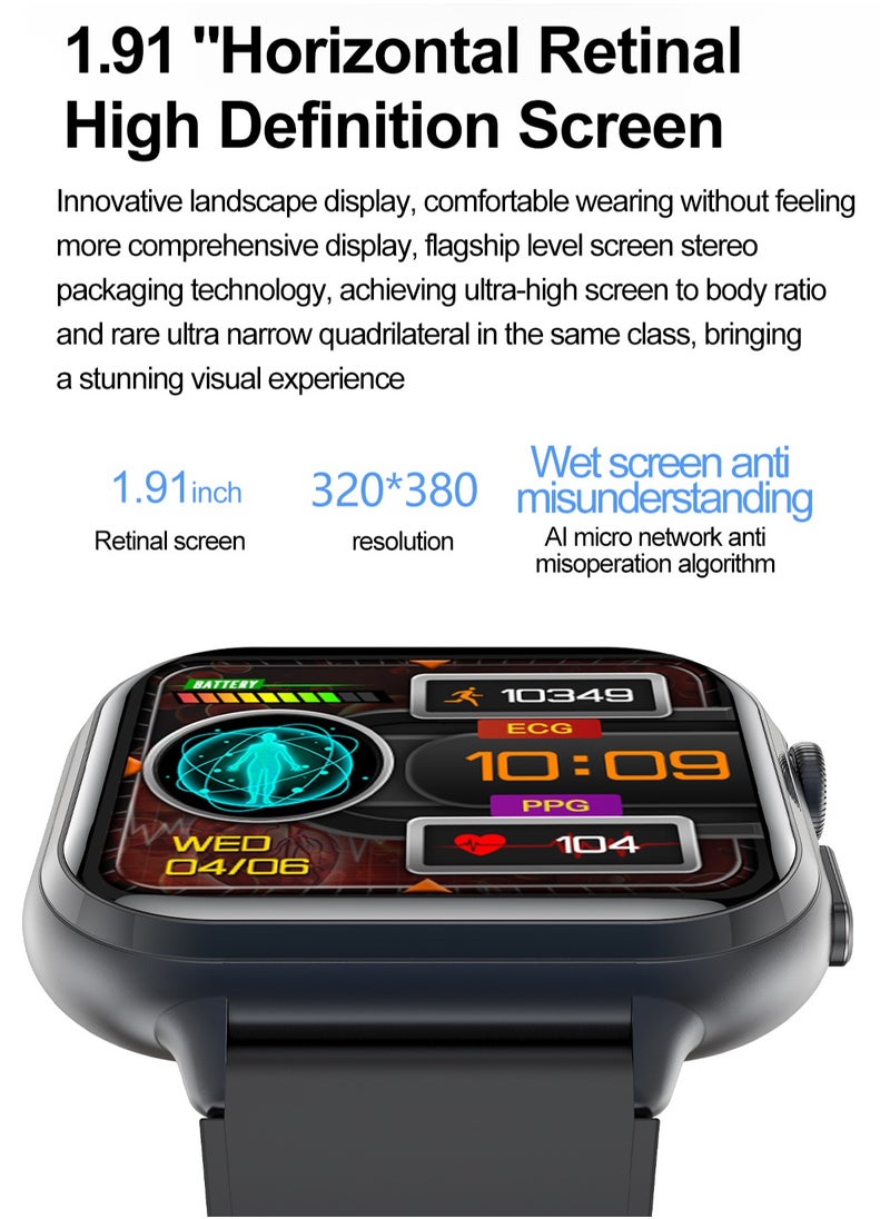 RollsTimi  - Men's/Women's Universal Bluetooth Smartwatch, 1.91-Inch Horizontal Full-Touch HD Screen, Support Voice Assistant, Answer/Make Calls, Exercise Sleep Monitoring, Multiple Exercise Modes, Customize The Dial Wallpaper, RT TK17 - Image 1