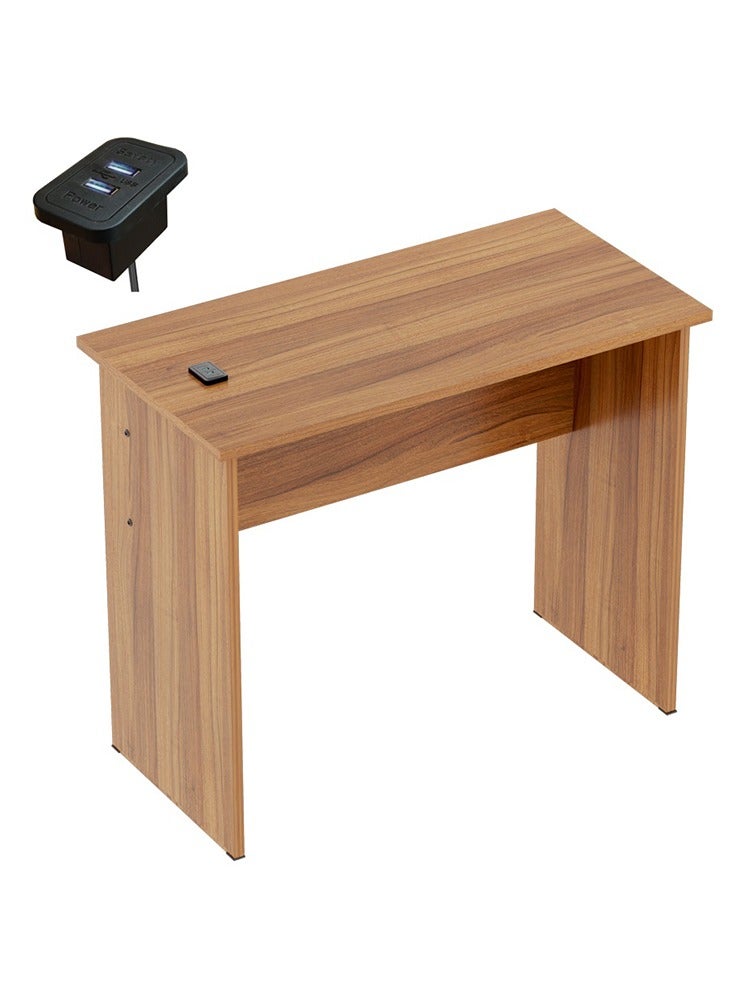 Mahmayi Mahmayi Modern Study Table with BS02 Desktop Socket with USB A/C Port, Modern Executive Desk for Adults, Home Offices, Schools, Laptop, Computer Workstation Table- Natural Dijon Walnut - Image 1