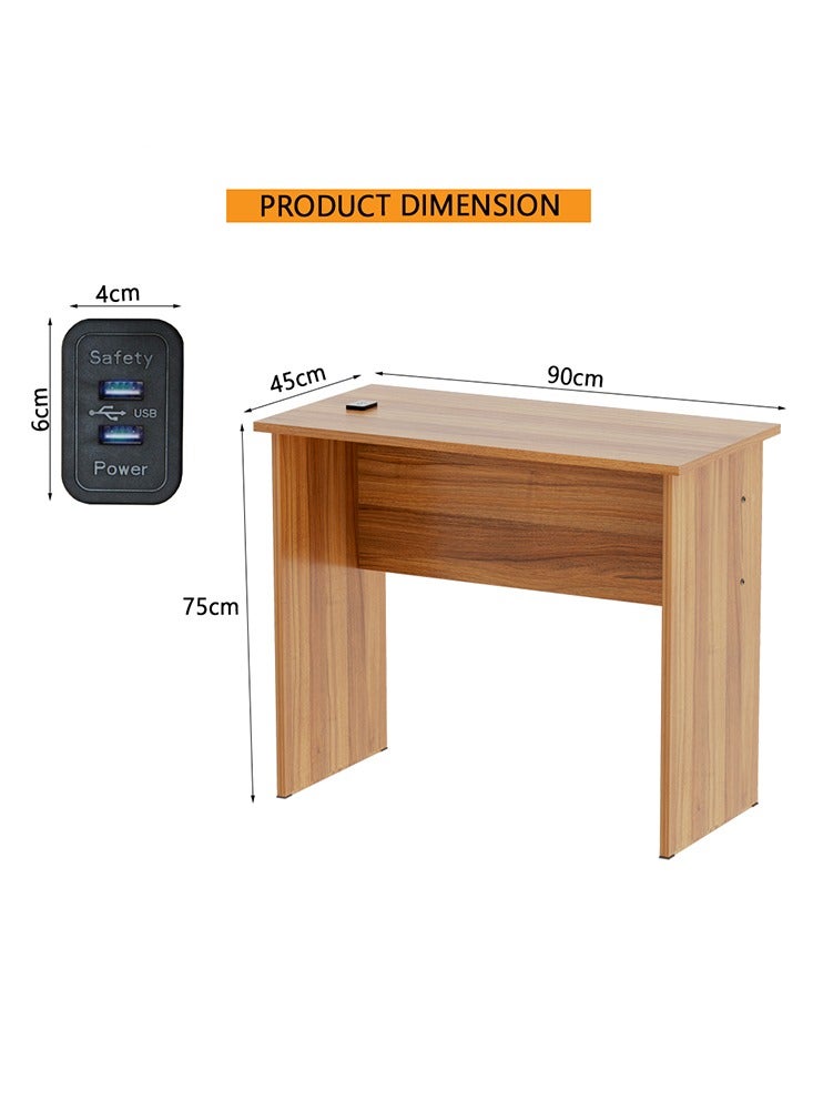 Mahmayi Mahmayi Modern Study Table with BS02 Desktop Socket with USB A/C Port, Modern Executive Desk for Adults, Home Offices, Schools, Laptop, Computer Workstation Table- Natural Dijon Walnut - Image 2