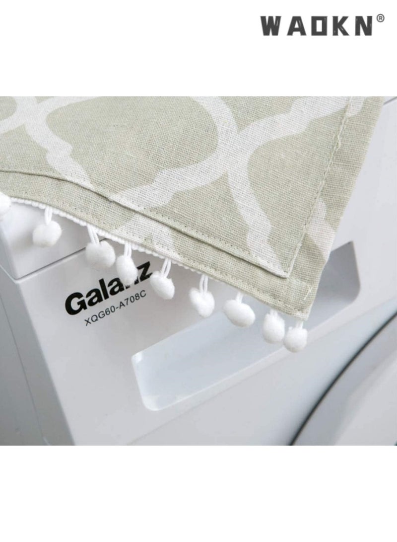 Premium Washing Machine Cover with Storage, Dust-Proof Design for Washer and Dryer Tops, 6 Pockets for Easy Access, Ideal for Home Kitchen Laundry, Stylish and Practical, Enhances Laundry Room Decor