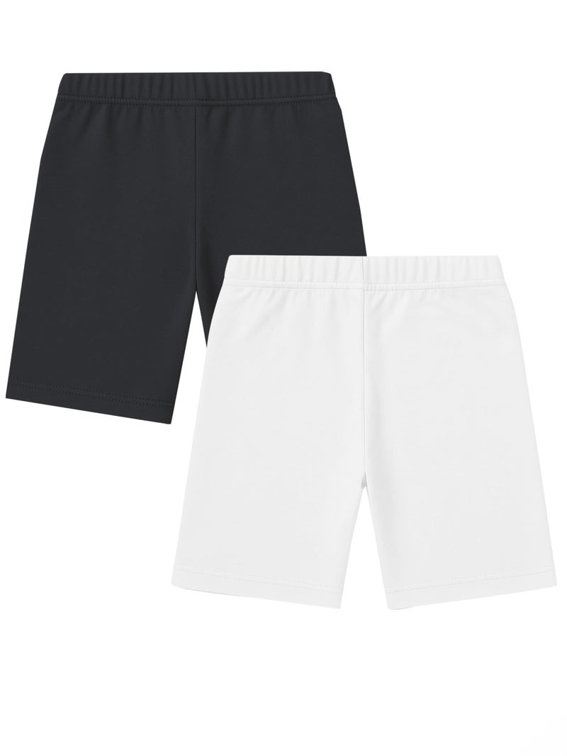 BODYCARE Girls Shorts Pack of 2-White & Black - Image 1