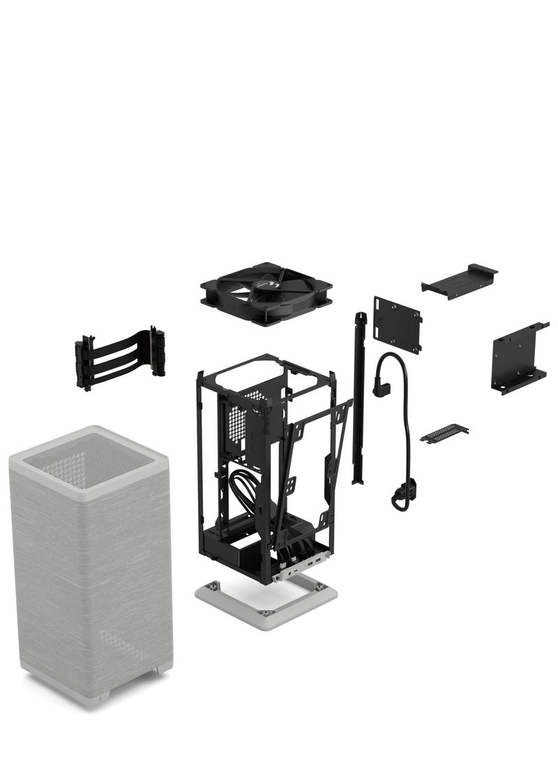 Fractal Design - Mood mITX Case – Compact SFF Case, 1x 3.5” Drive Mount, 2x 2.5” Drive Mounts, USB 3.2 Gen 2x2 Type-C, Front 280mm Radiator Support, 1x 180mm Top Fan (Included), No Rear or Bottom Fan, SFX/SFX-L PSU Compatibility, GPU Max Length 325mm, CPU Cooler Max Height 114mm, Tool-less Push-to-Lock Design, Light Gray | FD-C-MOD1N-01 - Image 1