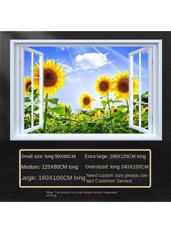 Bluejw Fake Window Self-adhesive 3D Wall Stickers Living Room Decorative Painting Bedroom Landscape Nature Waterproof Wall Stickers Wallpaper - Image 1