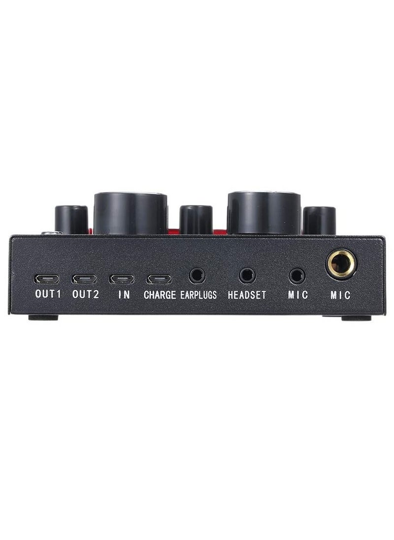 Generic V8 Multifunctional Live Sound Card USB Audio Interface Intelligent Volume Adjustable Audio Mixer Sound Card for Recording Hosting Speech  - Image 2