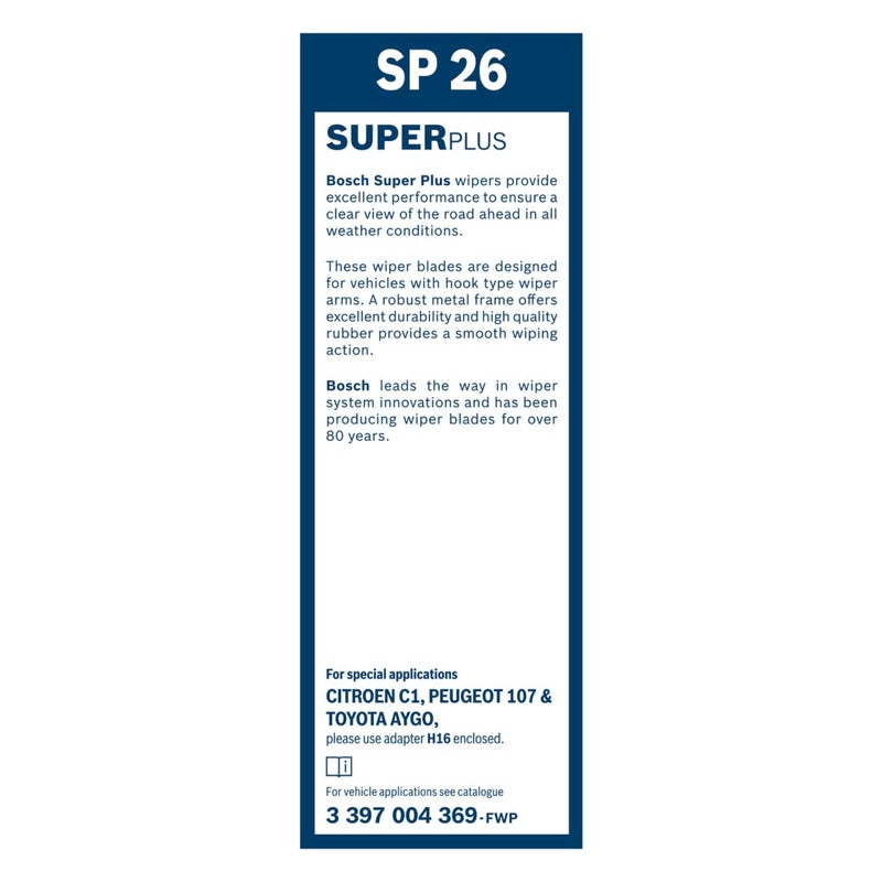 بوش مساحة الزجاج الأمامي من بوش SuperPlus SP 26، 1 شفرة، 650 ملم - Image 3