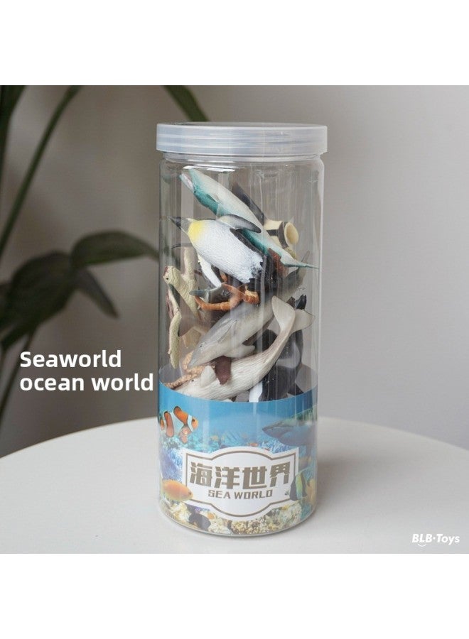 محاكاة مباشرة نماذج للحيوانات ديناصور الغابات البرية الحيوانات البحرية هدايا للأطفال 12 برميل-اللون: عالم المحيط - Image 1