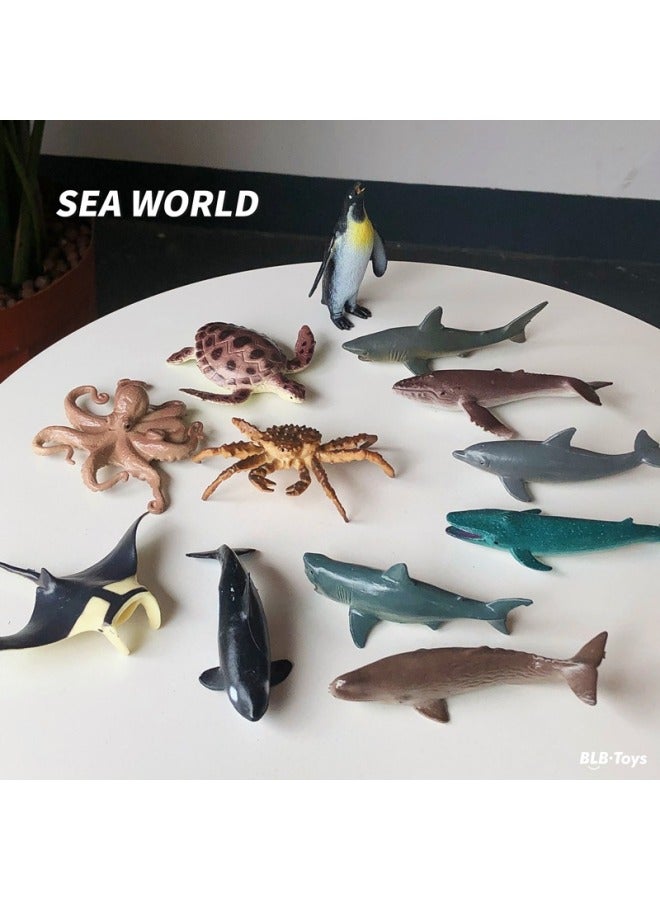 محاكاة مباشرة نماذج للحيوانات ديناصور الغابات البرية الحيوانات البحرية هدايا للأطفال 12 برميل-اللون: عالم المحيط - Image 4