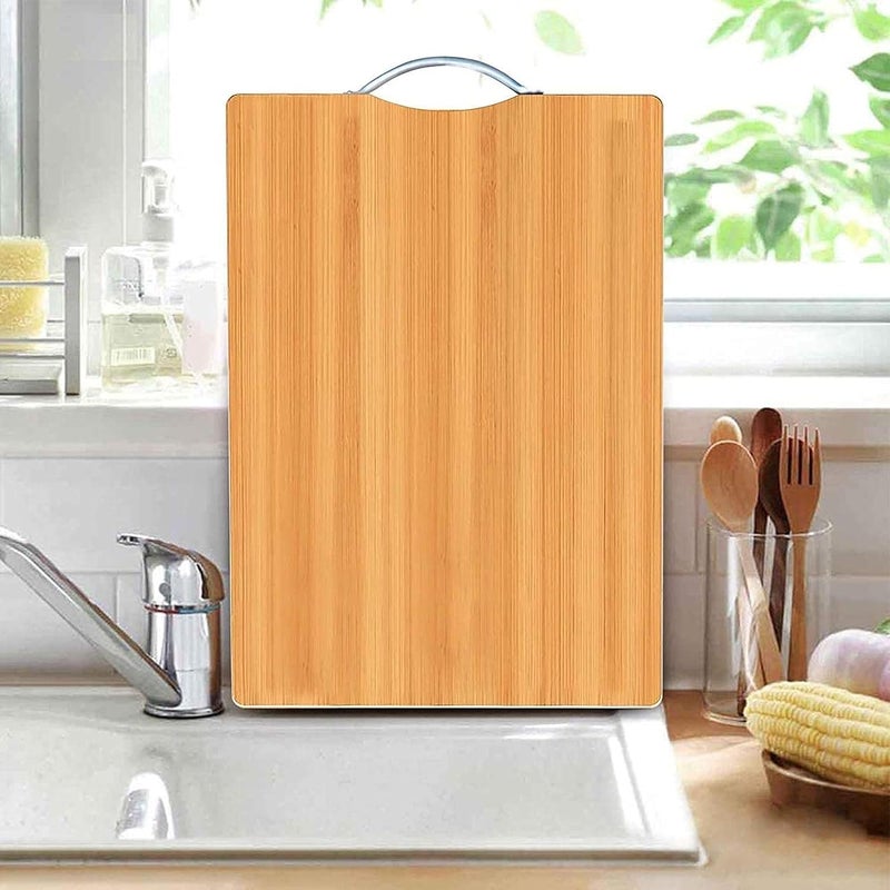 Luxula Kitchen Vegetable and Fruit NonSlip Cutting Wooden Chopping Board with Stainless Steel Handle - Image 1