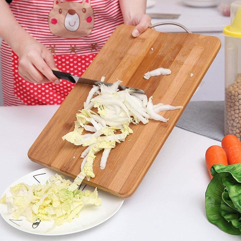 Luxula Kitchen Vegetable and Fruit NonSlip Cutting Wooden Chopping Board with Stainless Steel Handle - Image 4