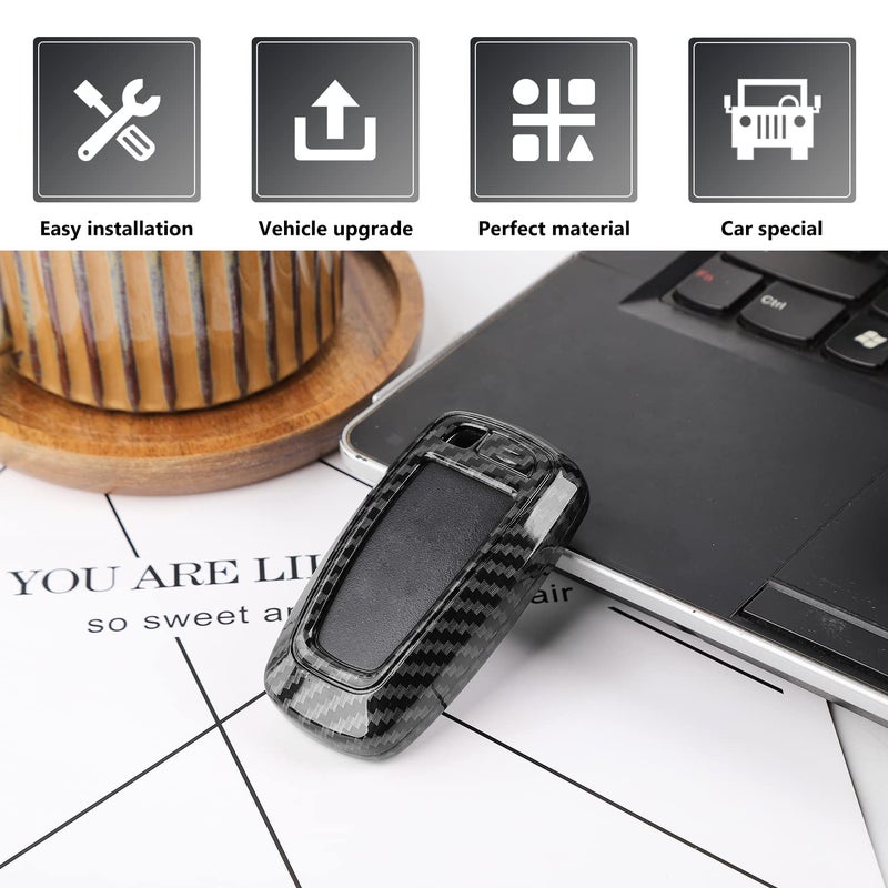 RAZPOY Key Fob Cover Shell, Key Case Cover Holder Protector Compatible with 2018-2023 Ford F-150 Explorer & 2021-2023 Ford Bronco & Bronco Sport, Carbon Fiber - Image 4