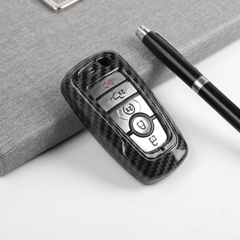 RAZPOY Key Fob Cover Shell, Key Case Cover Holder Protector Compatible with 2018-2023 Ford F-150 Explorer & 2021-2023 Ford Bronco & Bronco Sport, Carbon Fiber - Image 2