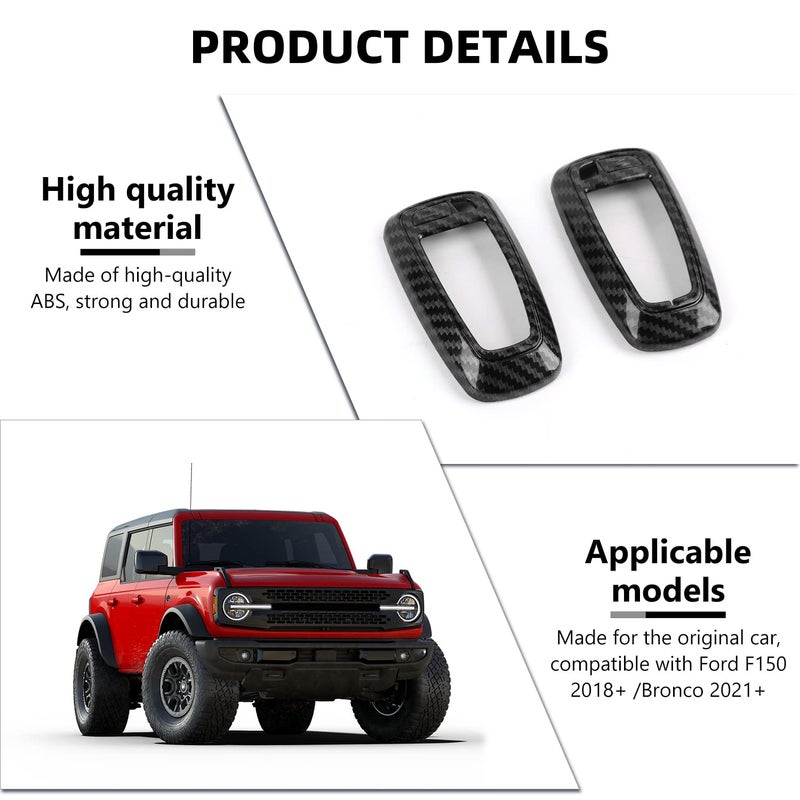 RAZPOY Key Fob Cover Shell, Key Case Cover Holder Protector Compatible with 2018-2023 Ford F-150 Explorer & 2021-2023 Ford Bronco & Bronco Sport, Carbon Fiber - Image 3