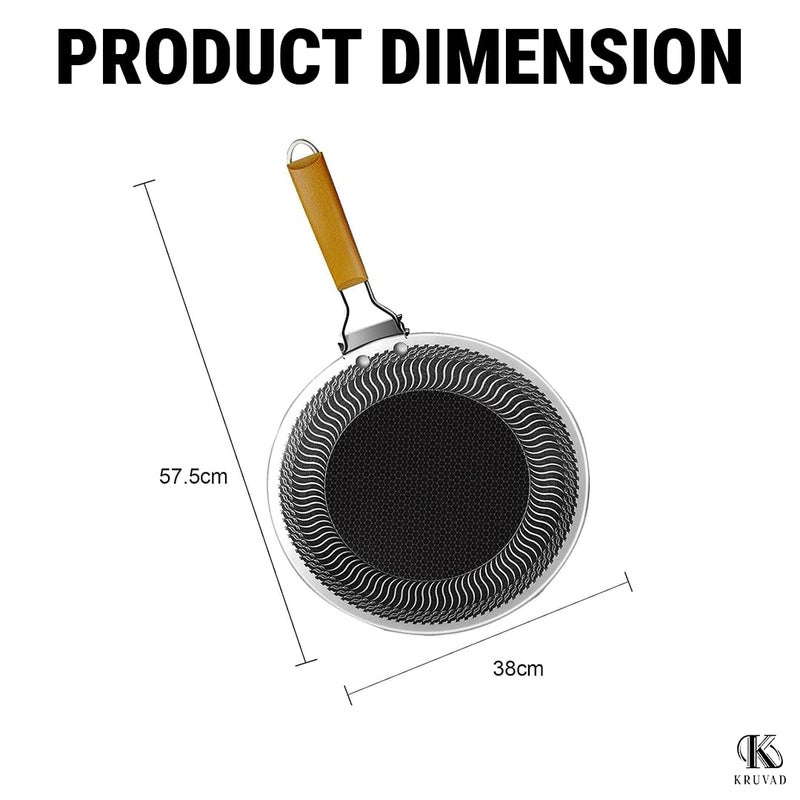 Kruvad Kruvad Cookware Stainless Steel Grill Plate for Nonstick BBQ Cooking Roti Maker with Folding Handle Gourmet Baking Korean Tawa Skillet Set for Camping [ 53x34x1 CM ]  - Image 2