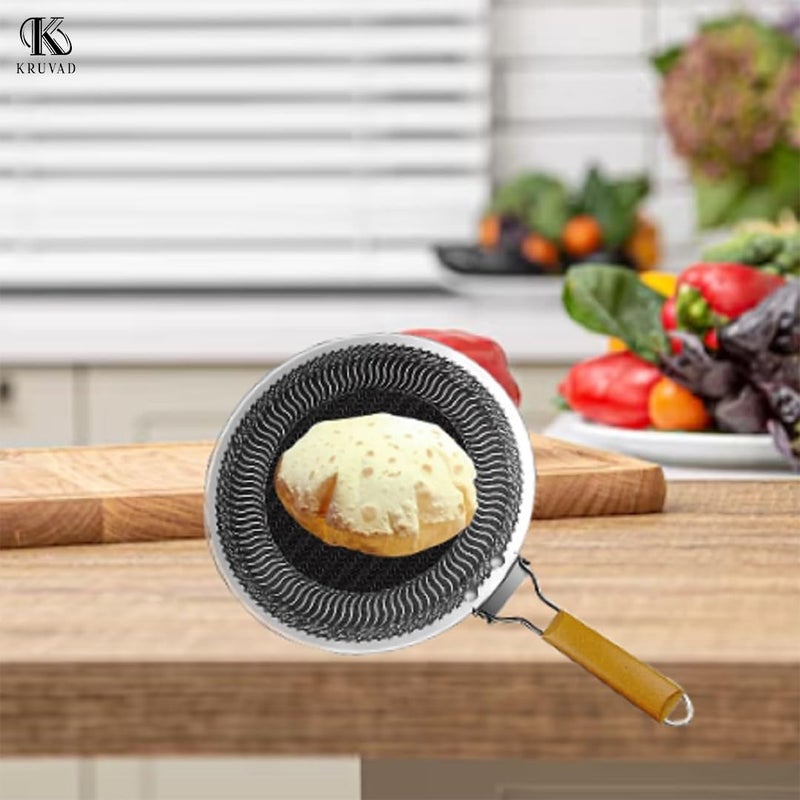 Kruvad Kruvad Cookware Stainless Steel Grill Plate for Nonstick BBQ Cooking Roti Maker with Folding Handle Gourmet Baking Korean Tawa Skillet Set for Camping [ 53x34x1 CM ]  - Image 3