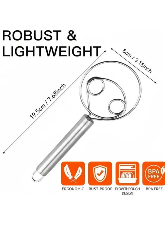 1pc Stainless Steel Danish Dough Mixer Handheld Pastry Pizza Baking Tool - Image 3