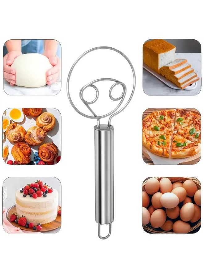 1pc Stainless Steel Danish Dough Mixer Handheld Pastry Pizza Baking Tool - Image 1
