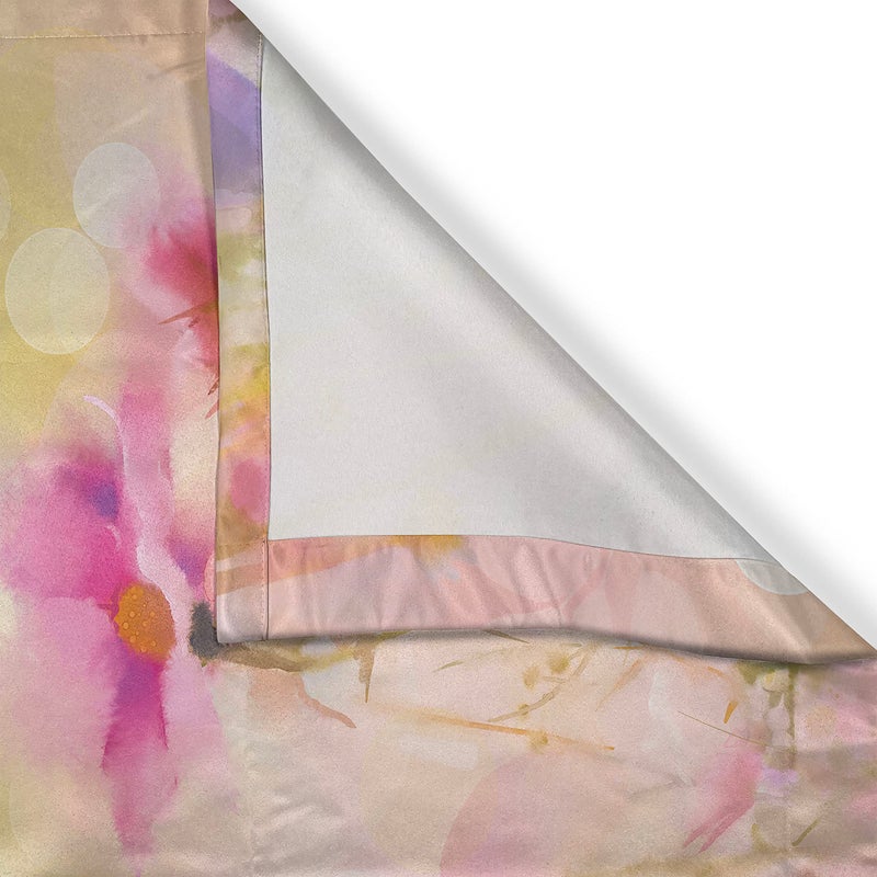 Ambesonne Flower Kitchen Curtains  Vintage Soft Colored Feminine Magnolia Blooms Whorls Motif Artwork Print  Window Drapes 2 Panel Set for Kitchen Cafe Decor  55"" x 39""  Yellow Pink - Image 3
