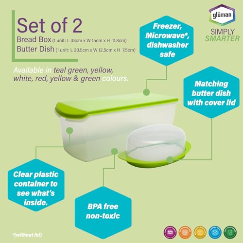 Gluman Plastic Multicolor Storage Bread Box Container & Organizer Set For Kitchen, Refrigerator & Home Use Airtight 100% Food Grade Container (33 X 15 X 118 Cm) Green - Image 2
