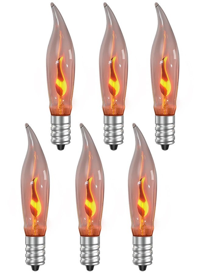 Hompavo Upgraded Flame Light Bulbs, Compact E12 Chandelier Base Candle Flickering Fire Light Bulb for Halloween Christmas Party Porch Indoor & Outdoor Home Decoration - 6 Pack - Image 1