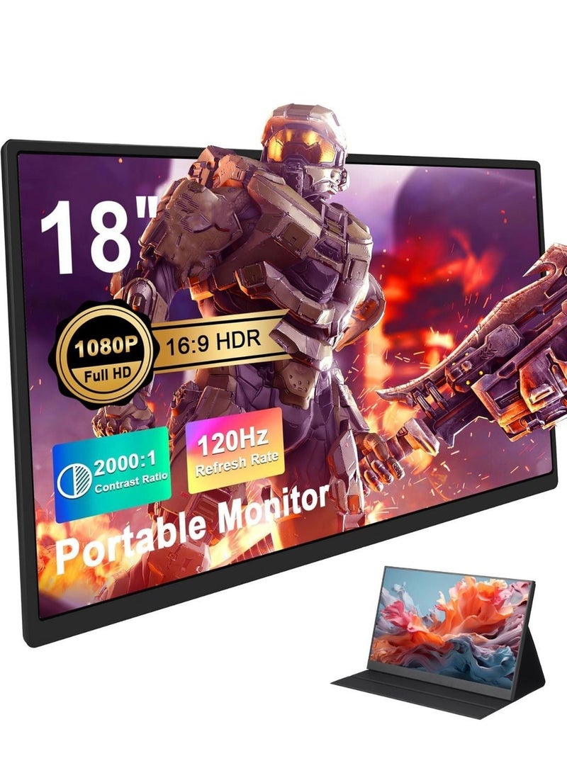 besrey  1.5K 120Hz Portable Gaming Monitor 18" 1920x1200 QHD 100% DCI-P3 FreeSync HDR Laptop w/VESA, Frameless Matte IPS Eye Care Second Monitor for Game Console - Image 1