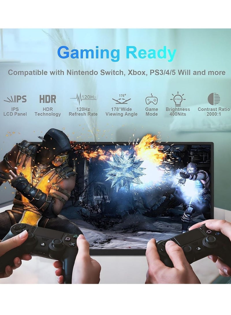 besrey  1.5K 120Hz Portable Gaming Monitor 18" 1920x1200 QHD 100% DCI-P3 FreeSync HDR Laptop w/VESA, Frameless Matte IPS Eye Care Second Monitor for Game Console - Image 2