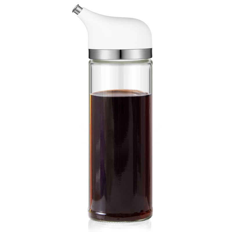 Yiyiring Glass Soy Sauce Dispenser, Small Olive Oil and Vinegar Dispenser, Soy Sauce Bottle, Non Drip Spout Cruet Bottle Container for Oil Vinegar Seasoning Kitchen(8 oz,White,1 Pcs) - Image 1