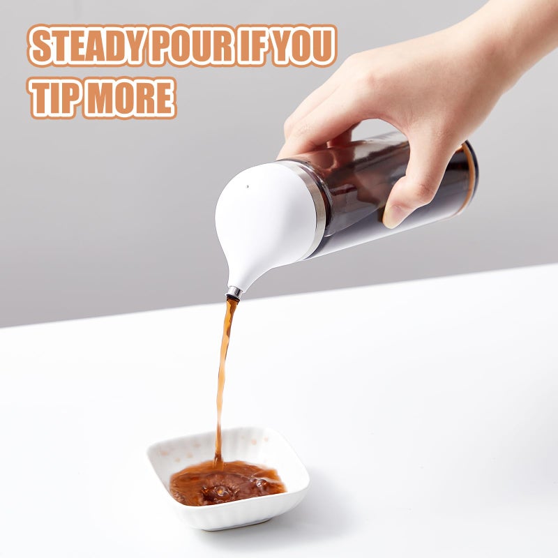 Yiyiring Glass Soy Sauce Dispenser, Small Olive Oil and Vinegar Dispenser, Soy Sauce Bottle, Non Drip Spout Cruet Bottle Container for Oil Vinegar Seasoning Kitchen(8 oz,White,1 Pcs) - Image 3