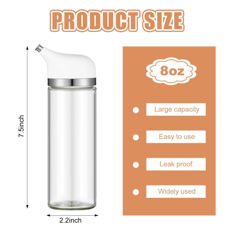 Yiyiring Glass Soy Sauce Dispenser, Small Olive Oil and Vinegar Dispenser, Soy Sauce Bottle, Non Drip Spout Cruet Bottle Container for Oil Vinegar Seasoning Kitchen(8 oz,White,1 Pcs) - Image 2