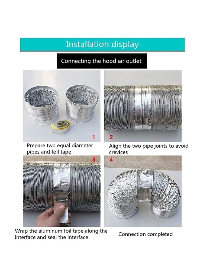 خرطوم مجرى هواء مرن من الألومنيوم مزدوج الطبقة، خرطوم تهوية من الألومنيوم المقاوم للحرارة، غطاء مدخنة مقاوم للرطوبة والحريق (9.8 قدم، 5.9 بوصة) - Image 3