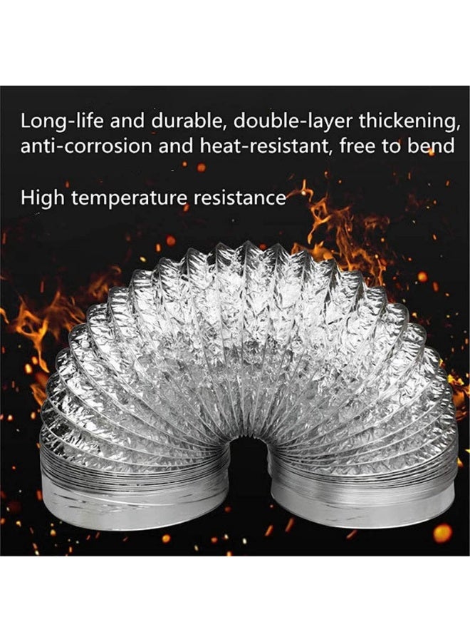 خرطوم مجرى هواء مرن من الألومنيوم مزدوج الطبقة، خرطوم تهوية من الألومنيوم المقاوم للحرارة، غطاء مدخنة مقاوم للرطوبة والحريق (9.8 قدم، 5.9 بوصة) - Image 4