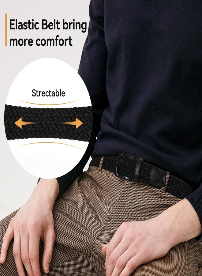 سوزدي حزام رجالي مطاطي مضفر من SUOSDEY، حزام مطاطي مناسب للجينز والسراويل، حزام جولف كاجوال، 1 3/8 بوصة، أزرق/أبيض - Image 5