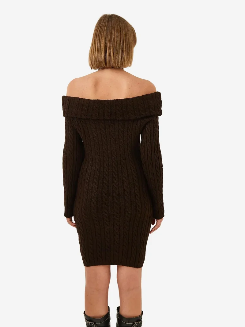 Bianco Lucci LUCCI Strapless Cable Knit Fitted Dress