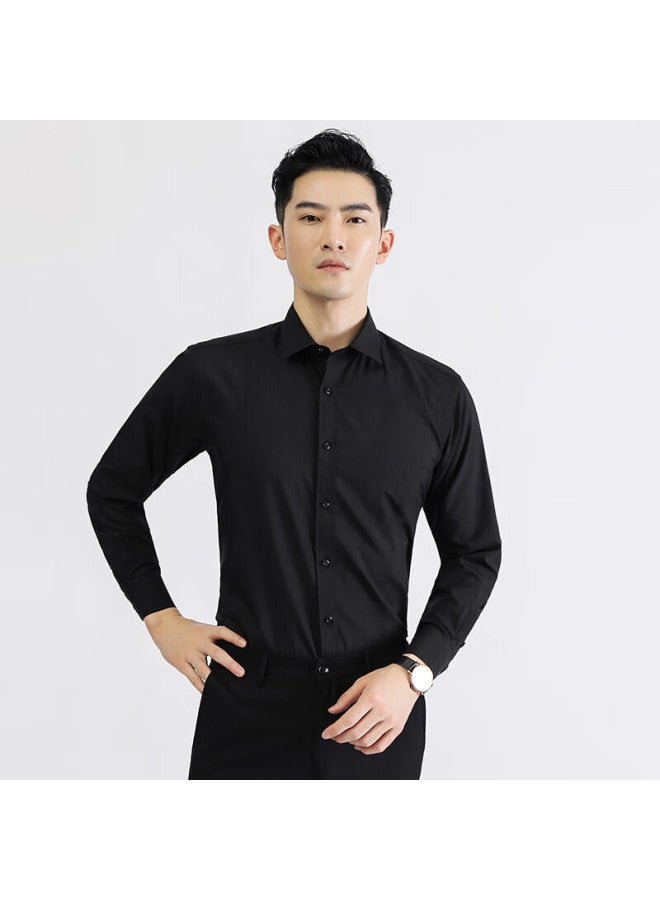 Ayoupang Elastic Wrinkle-resistant Long-sleeve Shirt, Business Wedding Groomsman Undershirt, White, 4XL Recommended For 170-185 Ji - Image 4