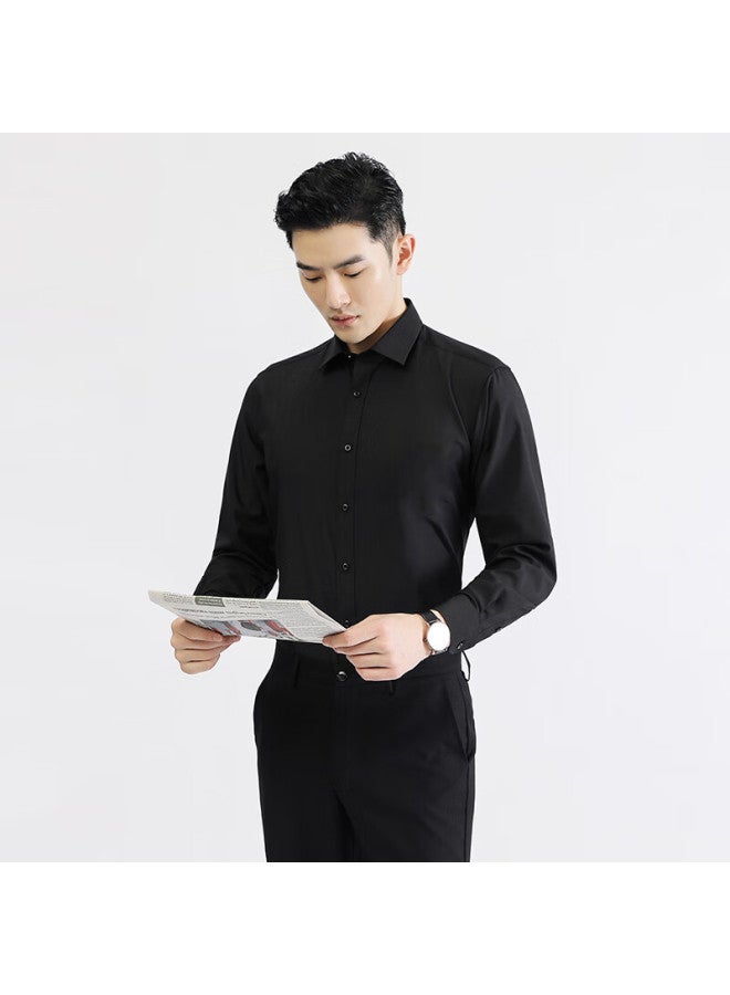 Ayoupang Elastic Wrinkle-resistant Long-sleeve Shirt, Business Wedding Groomsman Undershirt, White, 4XL Recommended For 170-185 Ji - Image 2