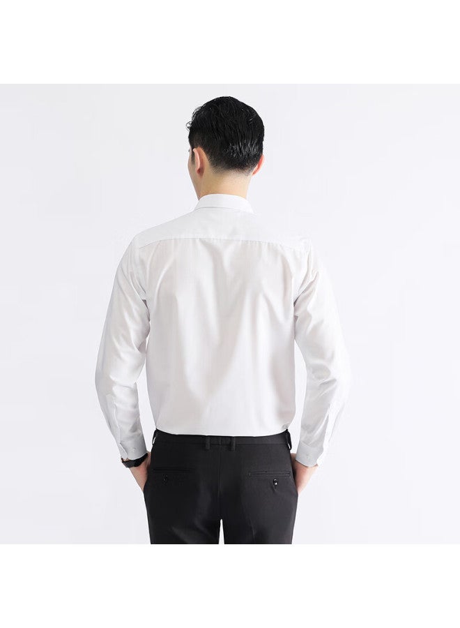 Ayoupang Elastic Wrinkle-resistant Long-sleeve Shirt, Business Wedding Groomsman Undershirt, White, 4XL Recommended For 170-185 Ji - Image 1