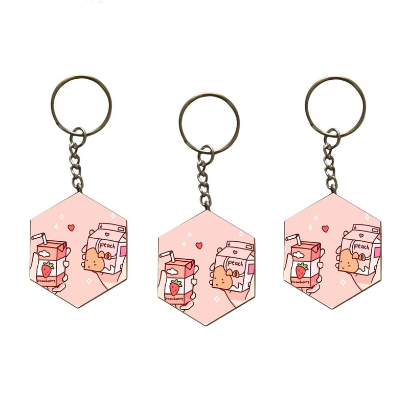 Ecomology 20 Pcs Hexagon Shape Key Chains with Ring (50 x 50) mm | Craft Work | It is Suitable for All Type of Craft Activities | Mandala Art MDF Board Suitable for Decoupage  - Image 2