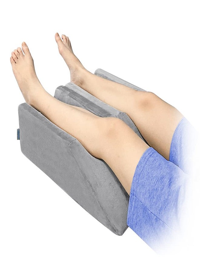 Zelen Leg Elevation Pillows Wedge 2 Pcs Single Leg Wedge Pillows for Swelling Foam Wedge for Elevating After Surgery Elevated Pillow for Legs Riser Knee Ankle Support Leg Rest Bed Positioners Wedge - Image 1