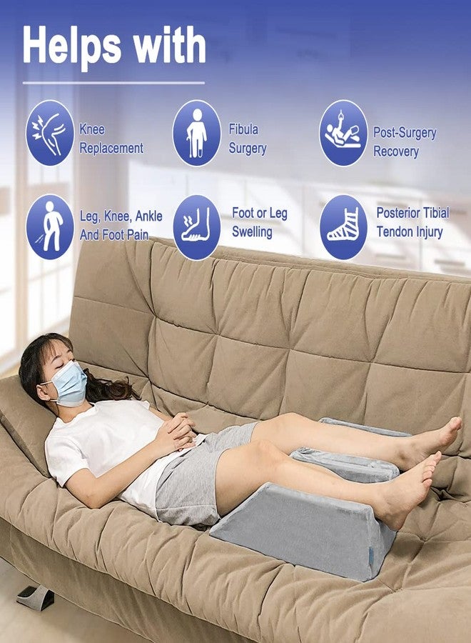 Zelen Leg Elevation Pillows Wedge 2 Pcs Single Leg Wedge Pillows for Swelling Foam Wedge for Elevating After Surgery Elevated Pillow for Legs Riser Knee Ankle Support Leg Rest Bed Positioners Wedge - Image 3