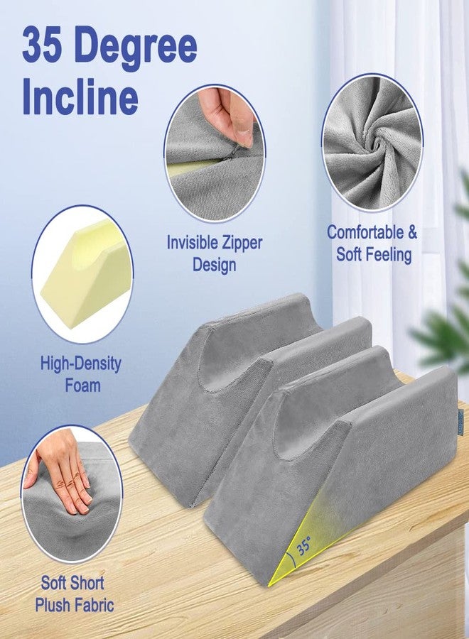 Zelen Leg Elevation Pillows Wedge 2 Pcs Single Leg Wedge Pillows for Swelling Foam Wedge for Elevating After Surgery Elevated Pillow for Legs Riser Knee Ankle Support Leg Rest Bed Positioners Wedge - Image 2