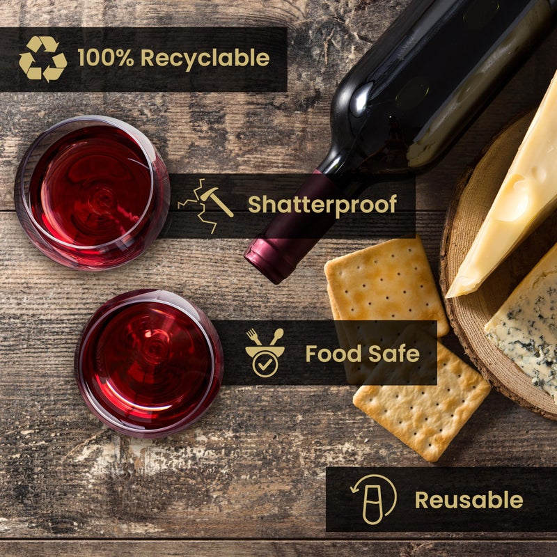 Reli. Disposable Wine Glasses (48 Pack, 12oz) Plastic Stemless Wine Glasses Disposable | Clear and Stemless for Parties, Cocktails, Whiskey, Weddings | Shatterproof - Image 5