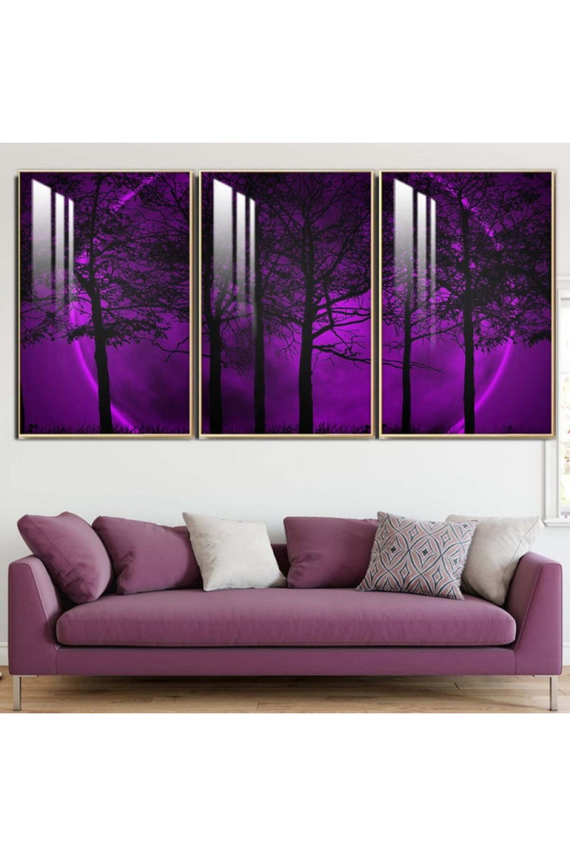 Marktna Three wooden wall painting with a frame and a clear acrylic layer - Image 1