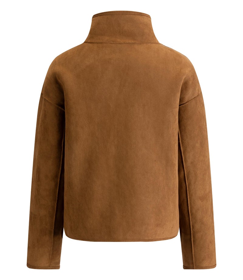 FLAVOR Womens Reversible Shearling Faux Leather Jacket Winter Casual Stand Collar Coats (Brown, L) - Image 2