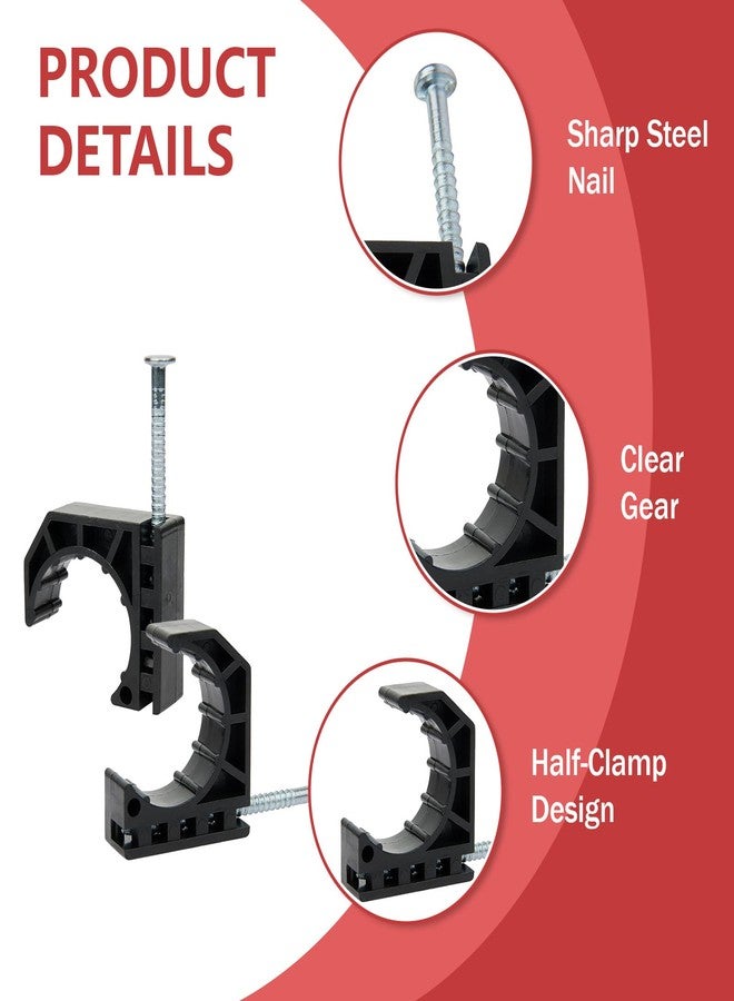 EFIELD (Pack of 50) EFIELD 1/2-inch Black Color Half Clamp Fixture, J-Hook with Nail For 1/2" PEX Tubing/Pipe Support,(PPSU1807019) - Image 3