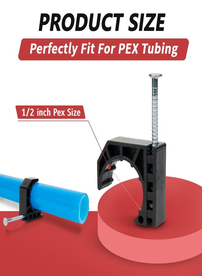 EFIELD (Pack of 50) EFIELD 1/2-inch Black Color Half Clamp Fixture, J-Hook with Nail For 1/2" PEX Tubing/Pipe Support,(PPSU1807019) - Image 2