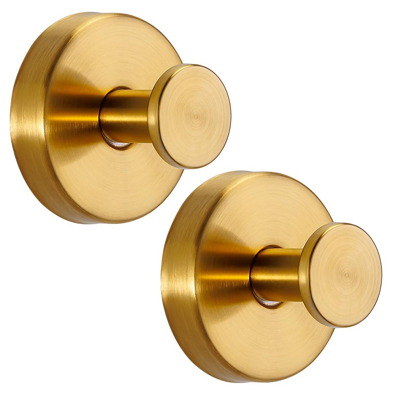 Fenas Suction Cup Hooks for Shower NoDrill Bathroom Hooks for Towels Robes Loofah Mountable on Bathroom Walls Kitchen Glass Mirrors Tile and SmoothNonPorous Surfaces 2 Pack Brushed Gold